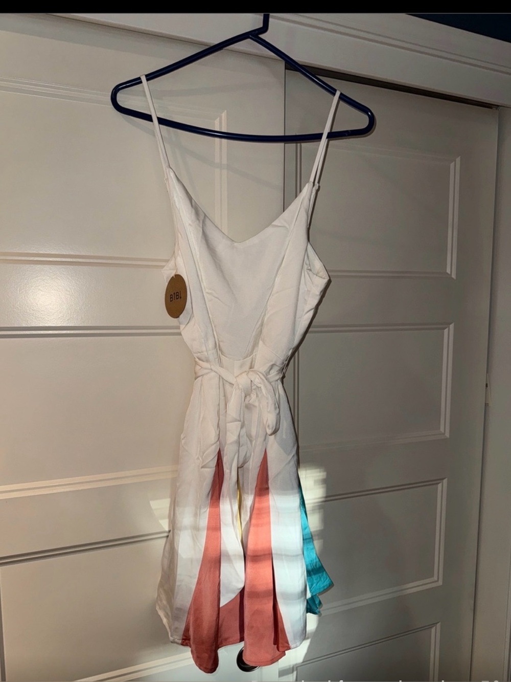 BiBi Colorblock Belted Mini Dress Multicolor Panels SIZE MEDIUM